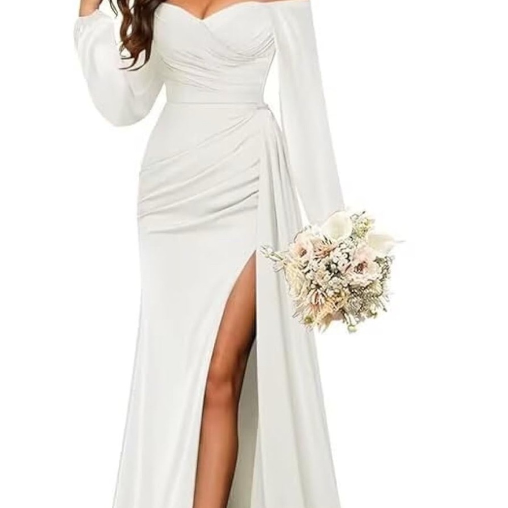 Chic Off-Shoulder Long Sleeve White Wedding Dress NWOT